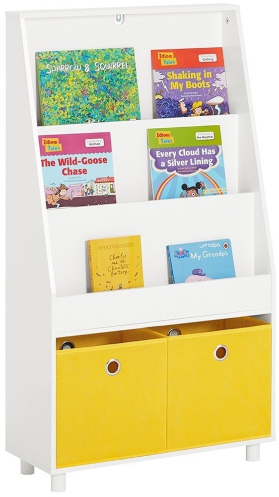 SoBuy Kinderregal KMB69, Bücherregal mit 2 Stoffboxen Aufbewahrungsregal Spielzeugregal Bild 1
