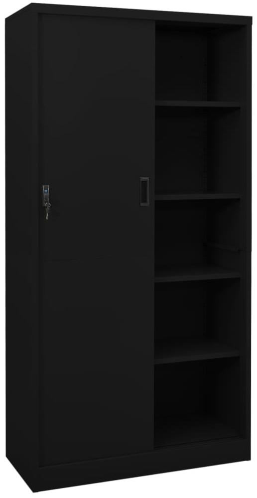 vidaXL Büroschrank mit Schiebetür Schwarz 90 x 40 x 180 cm Stahl [335960] Bild 1