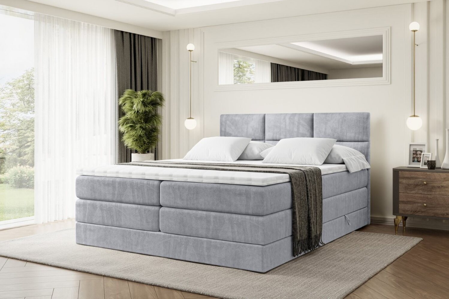 ALTDECOR Boxspringbett OHIO KING (Multipocket-Matratze H4, H3 Matratze Bonellfederung, Topper, Kopfteil) Bild 1