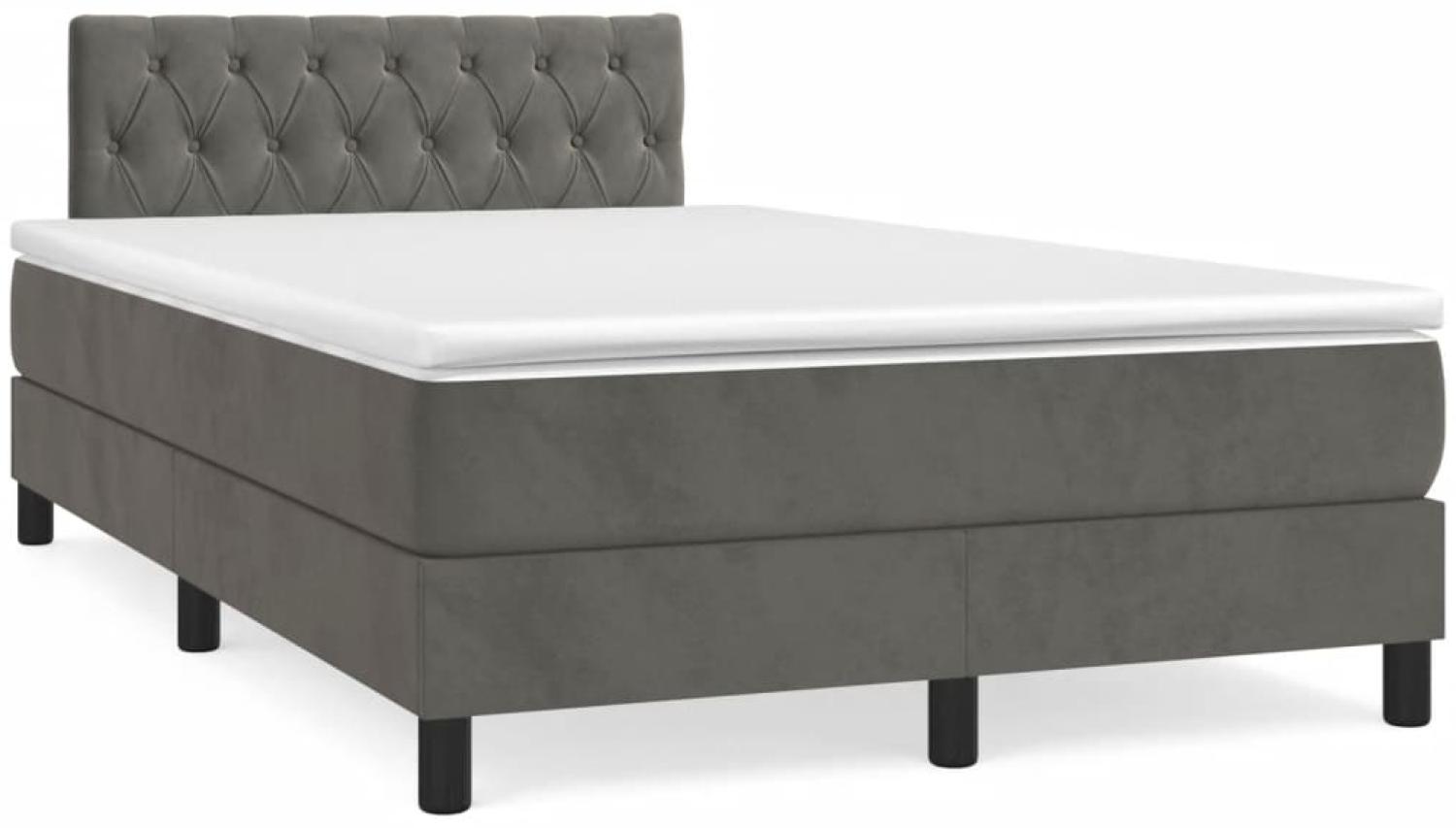 vidaXL Boxspringbett mit Matratze Dunkelgrau 120x190 cm Samt 3269856 Bild 1