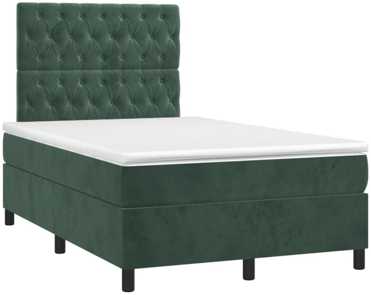 vidaXL Boxspringbett mit Matratze Dunkelgrün 120x190 cm Samt 3270016 Bild 1