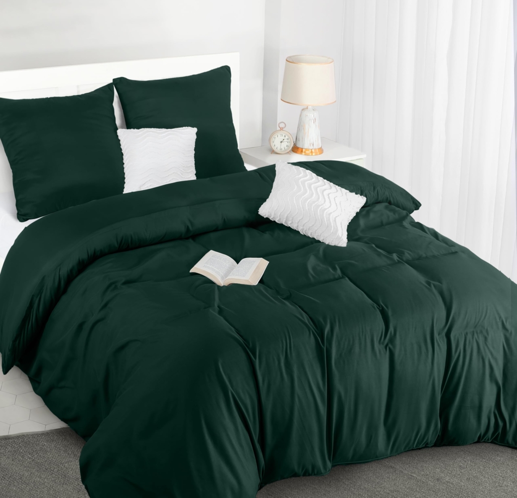 Utopia Bedding Bettwäsche Set - Mikrofaser Bettbezug 260x240 cm + 2 Kissenbezüge 65x65 cm - Smaragd Bild 1