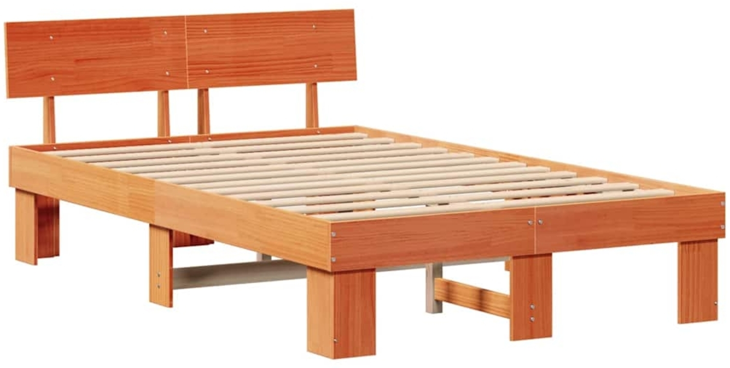 vidaXL Bettrahmen Wachsbraun 120 x 200 cm Massives Kiefernholz 872571 Bild 1