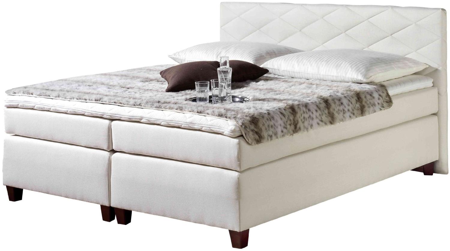 Maintal Boxspringbett Nagoya, 160 x 200 cm, Strukturstoff, 7-Zonen-Kaltschaum Matratze H2, creme Bild 1