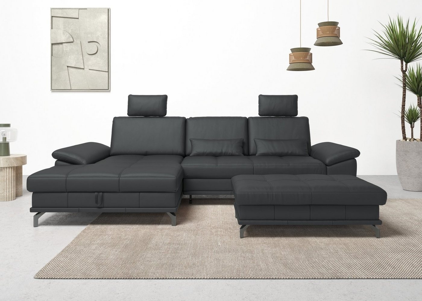 Places of Style Ecksofa Costello L-Form, incl. Sitztiefenverstellung und Armlehnfunktion, incl. 3 Nierenkissen Bild 1