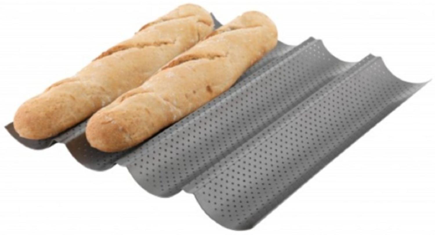 Meinposten Baguetteblech Baguette Baguetteform Blech für 4 Baguettes antihaft beschichtet, Karbonstahl, (1-St), Antihaftbeschichtung Bild 1