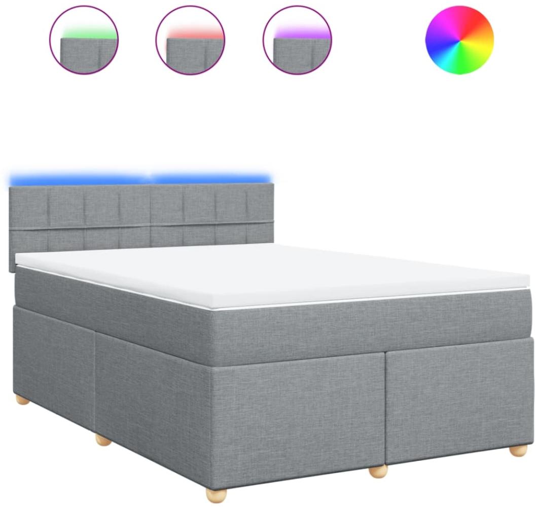 vidaXL Boxspringbett mit Matratze Hellgrau 140x200 cm Stoff 3289003 Bild 1