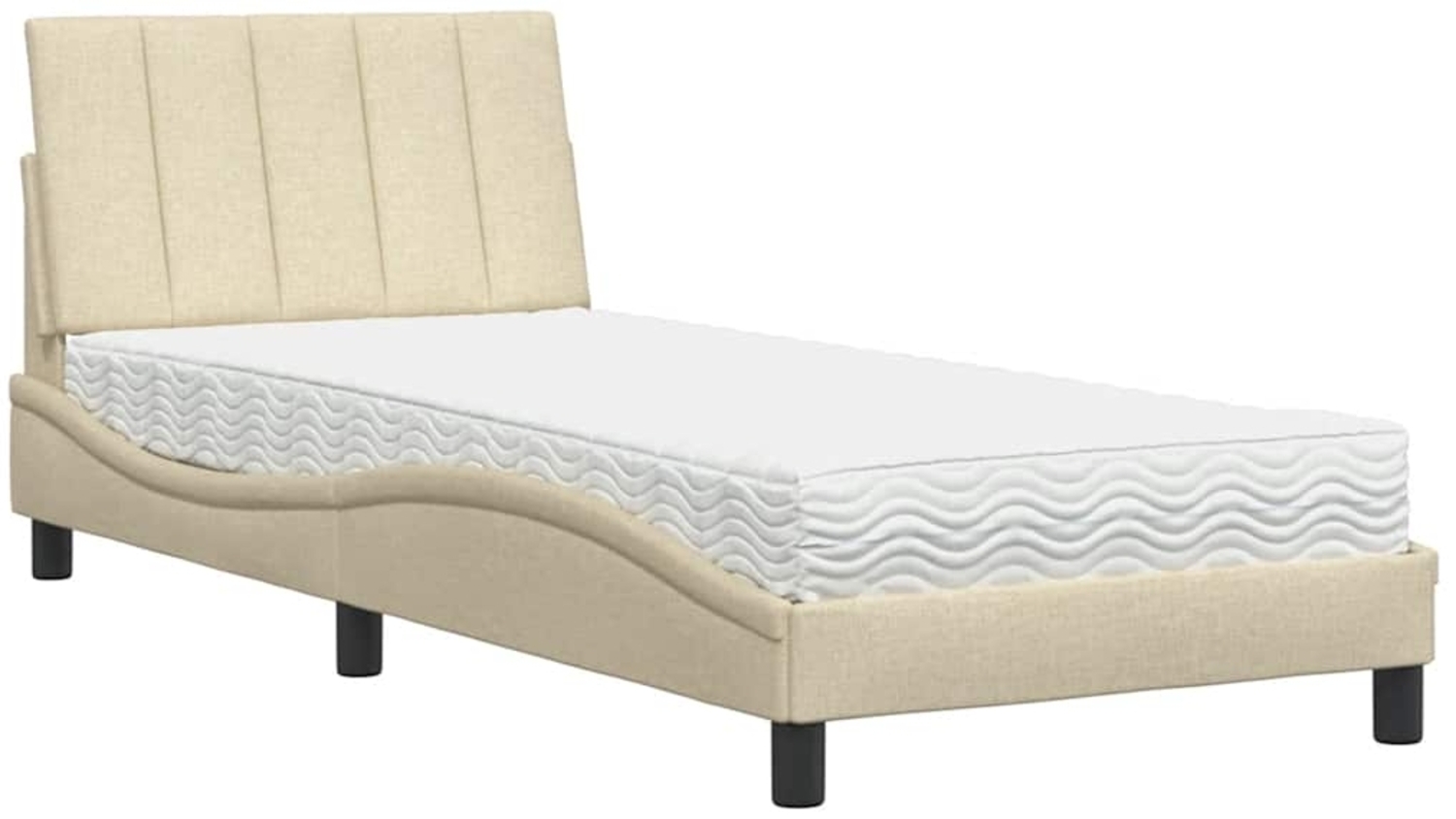 vidaXL Bett mit Matratze "Hanko" Creme 90x190 cm Stoff 3310501 Bild 1
