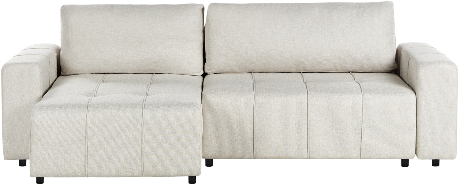 3-Sitzer Ecksofa Stoff hellbeige rechtsseitig mit Schlaffunktion Stauraum INNVIK Bild 1