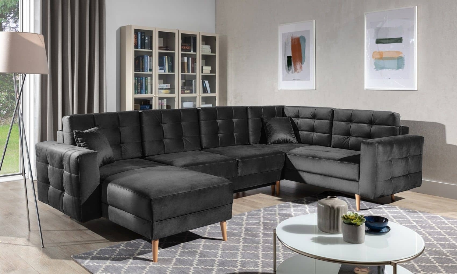 Wohnlandschaft Asgard U Dunkelgrau – Sofa mit Schlaffunktion Bild 1