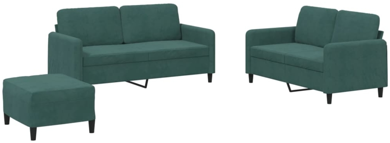 vidaXL 3-tlg. Sofagarnitur Dunkelgrün Samt 3201986 Bild 1