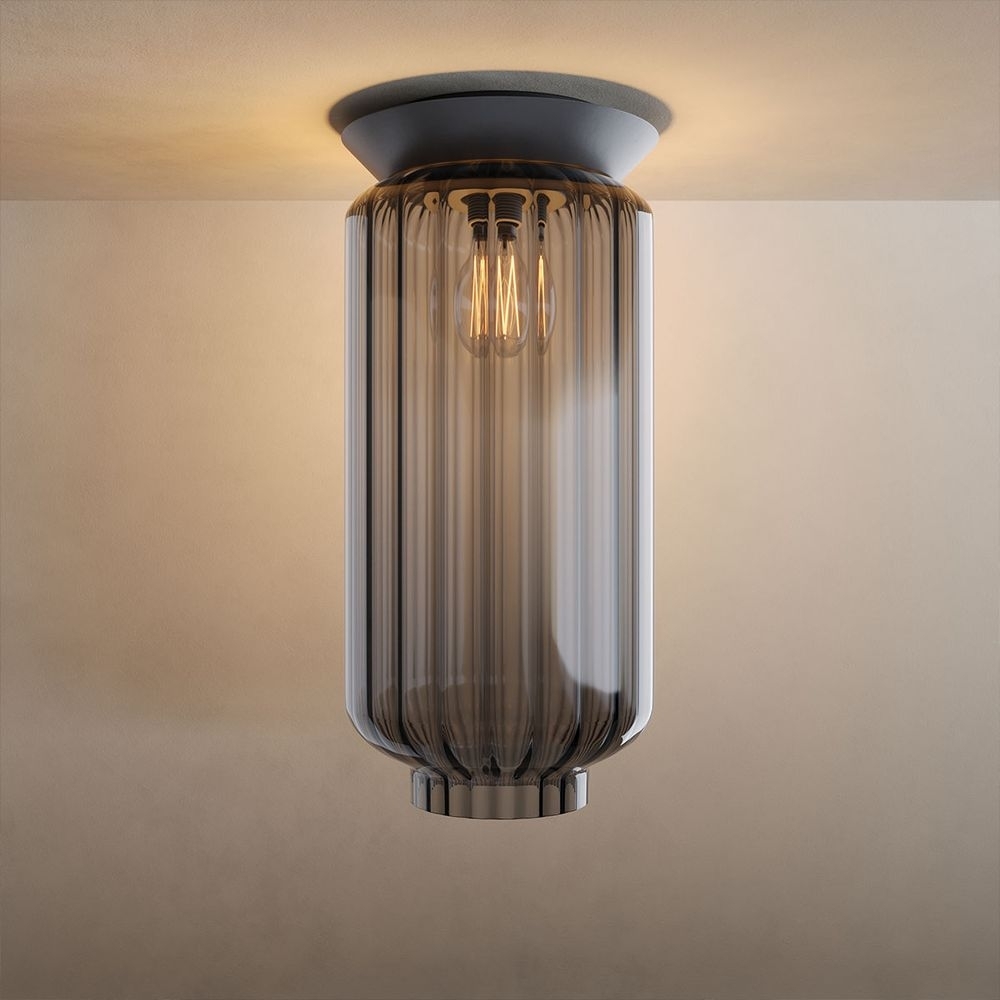 s.luce Velo Glas-Deckenleuchte E27 Rauch, Schwarz Ø 18cm Bild 1