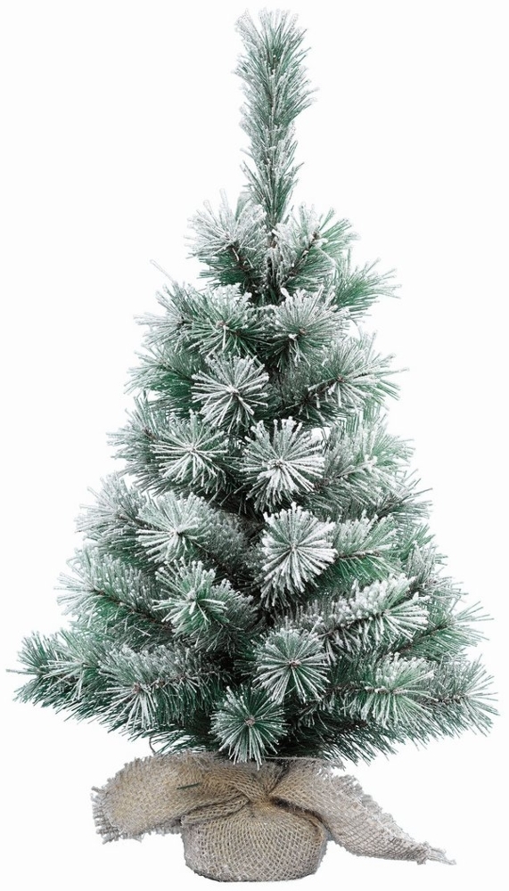 Kaemingk Künstlicher Weihnachtsbaum, Tannenbaum künstlich im Jutesack 45cm Grün / Weiß Bild 1