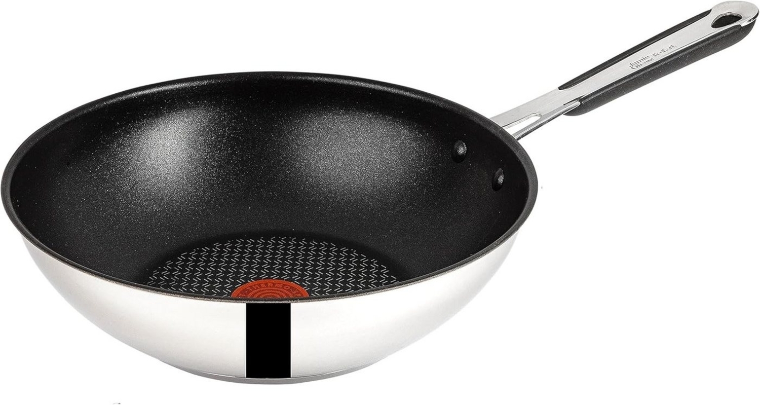 Tefal Wok Jamie Oliver E30 Wokpfanne 28cm Induktion, 3 Tlg, Antihaft, Wok Pfanne, Edelstahl 18/10 (Pfanne, Bratpfannen Set, Pfannenset, Wok, Wokpfanne, Schmorpfanne), Ohne Fett Bild 1