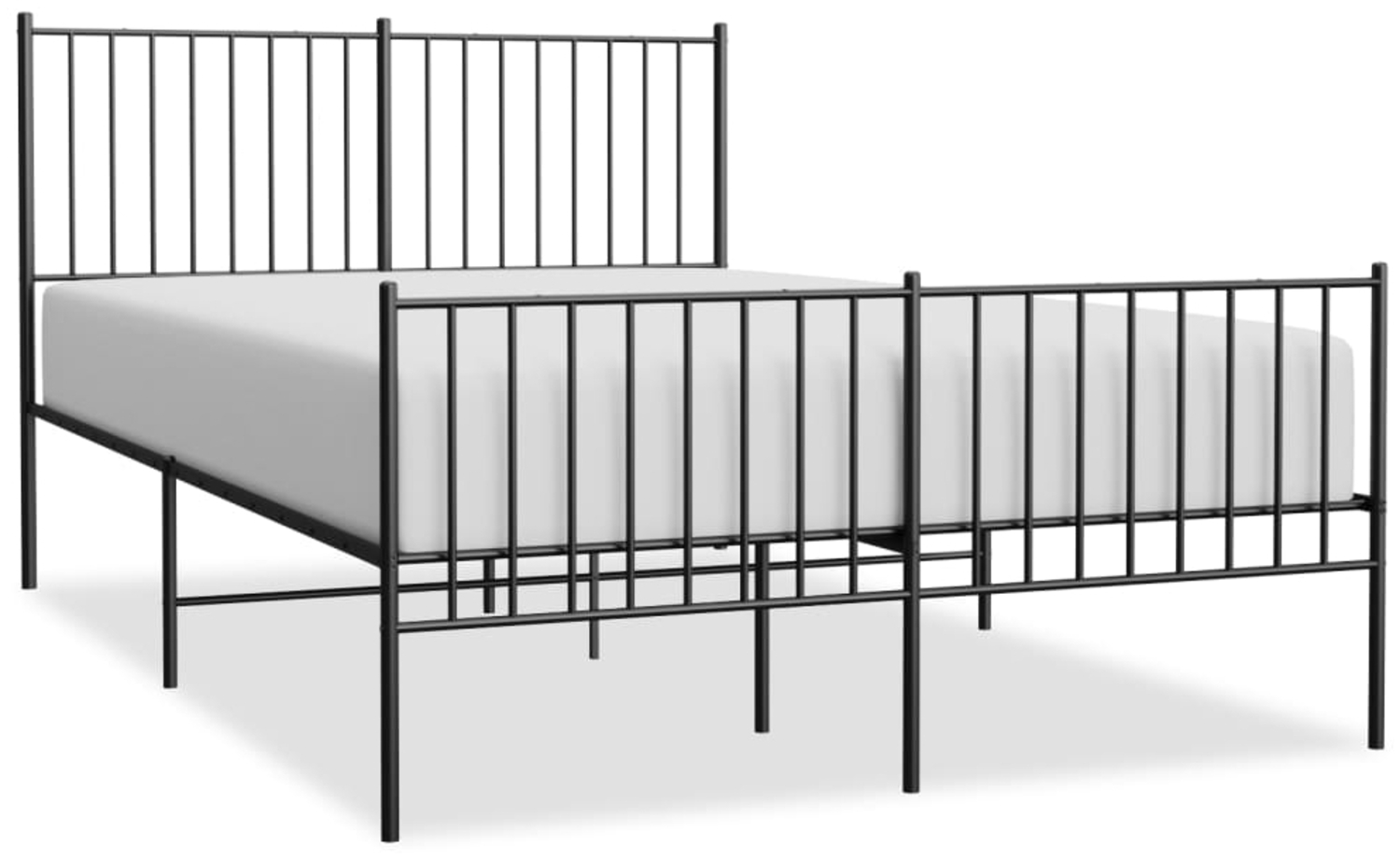 vidaXL Bettgestell mit Kopf- und Fußteil Metall Schwarz 135x190 cm 350881 Bild 1