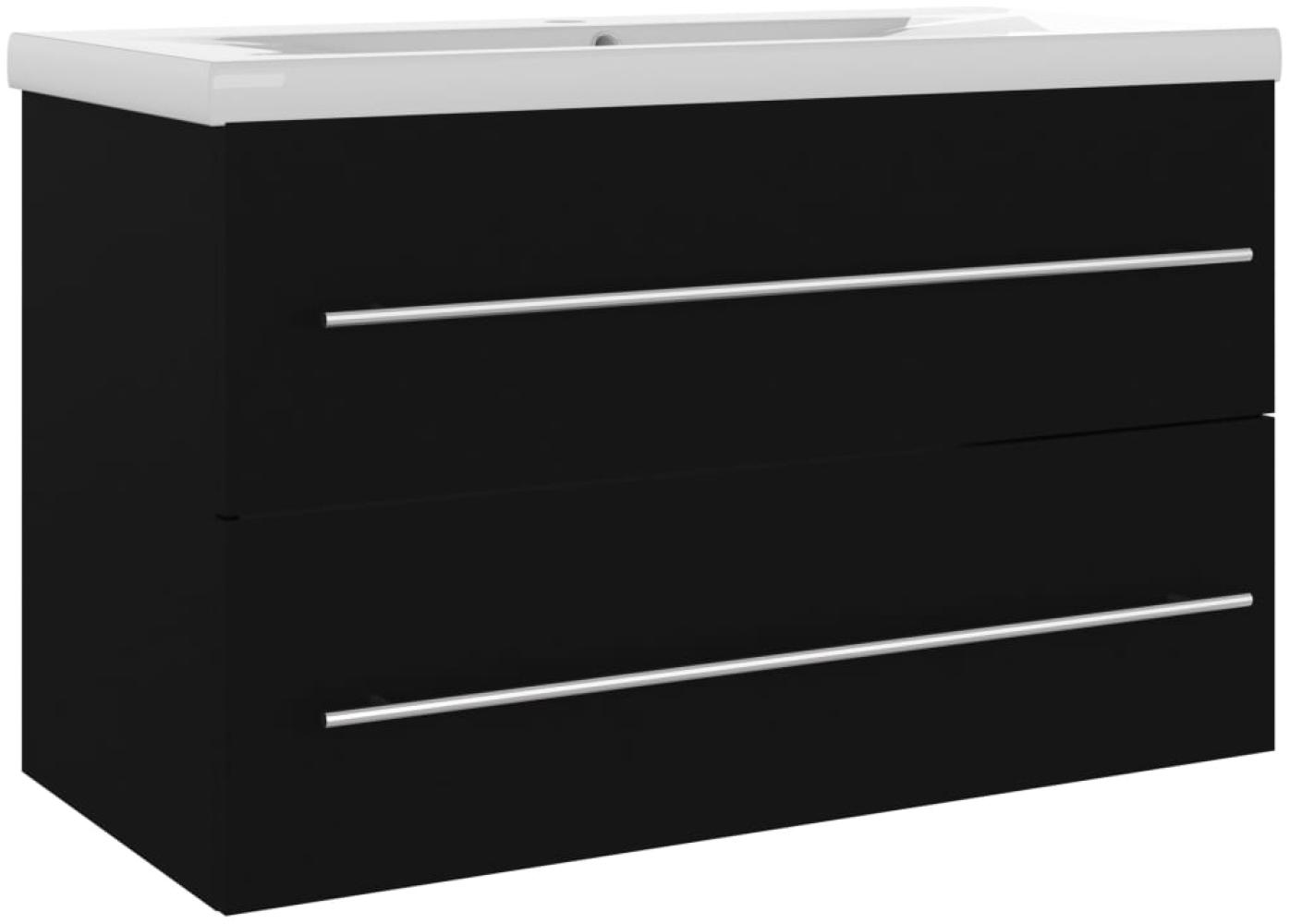 vidaXL Waschbeckenunterschrank mit Einbaubecken Schwarz Holzwerkstoff 3099051 Bild 1