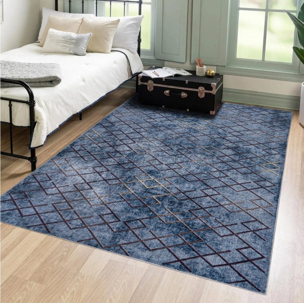 Mazovia Designteppich Modern Teppich für Wohnzimmer, Schlafzimmer, Esszimmer, 80 x 200 cm, Kurflor, Waschbar in Waschmaschine, Höhe 5 mm, Rutschfest Bild 1