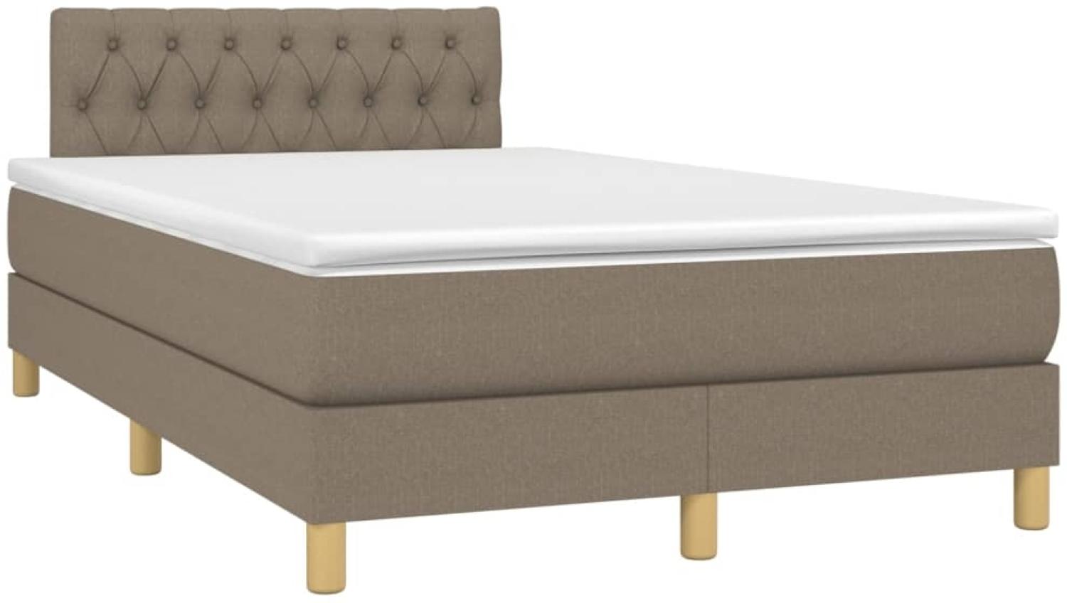 vidaXL Boxspringbett mit Matratze Taupe 120x190 cm Stoff 3269797 Bild 1
