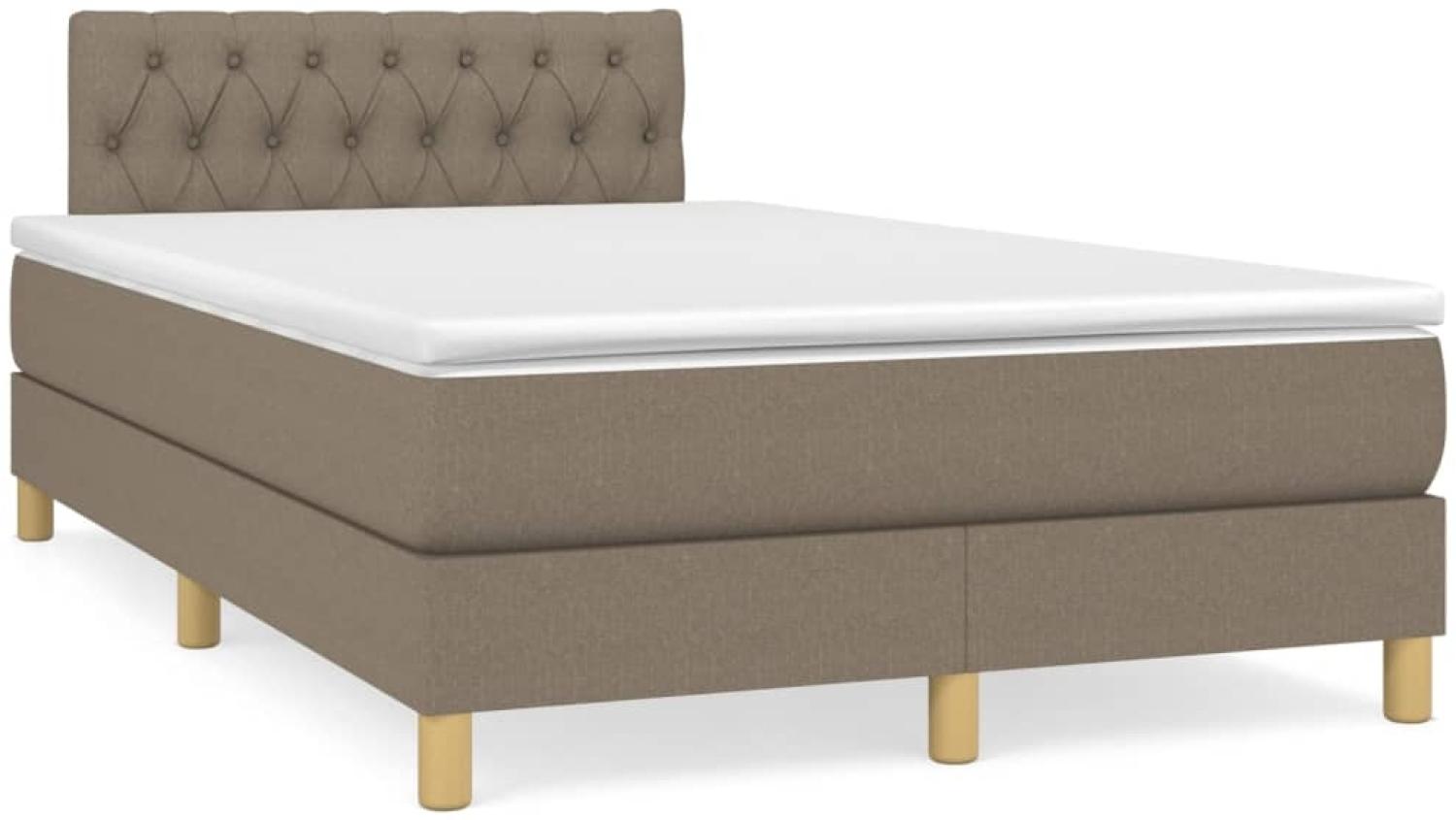 vidaXL Boxspringbett mit Matratze Taupe 120x190 cm Stoff 3269797 Bild 1