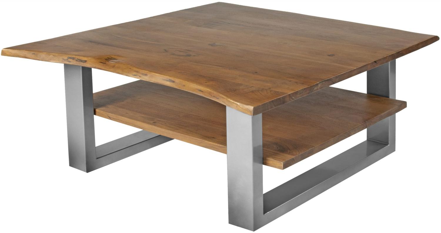 Sofatisch mit Stauraum Baumkante Couch massiv 115x65 cm Akazie Nussbaum silber »PATRICK« 527257 Bild 1