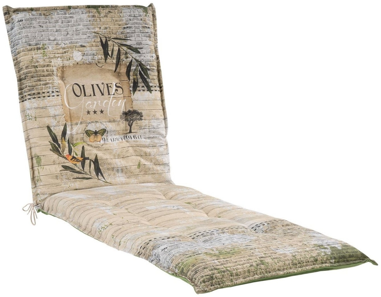 Go-De Rollliegen-Auflage grün beige gemustert, 190 x 60 x 8 cm Bild 1