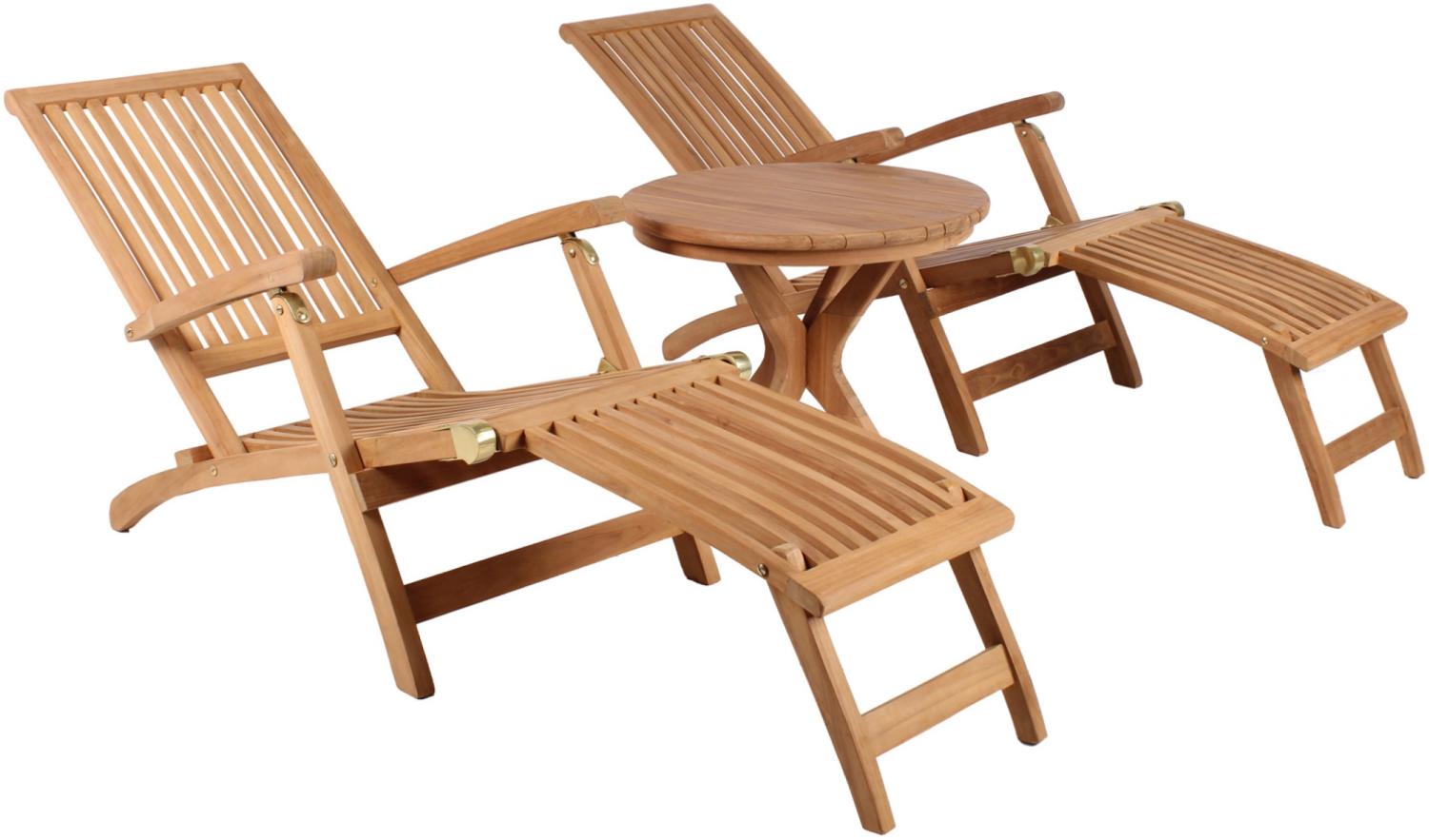 Deckchair Yacht Teak und Tisch Burton Teak-KOMPLETTSET Bild 1