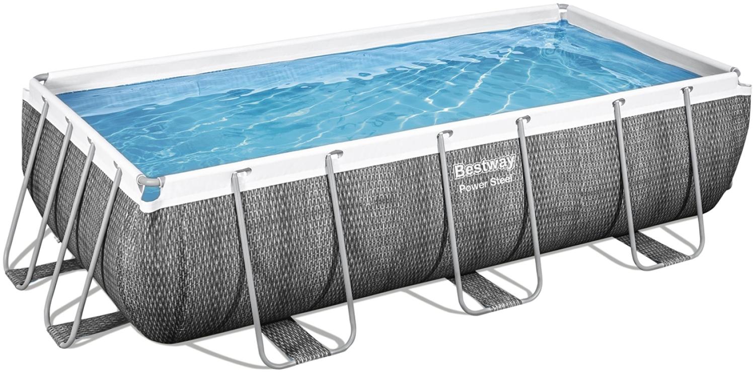 Power Steel™ Solo Pool ohne Zubehör 404 x 201 x 100 cm, Rattan-Optik (Schiefergrau), eckig Bild 1