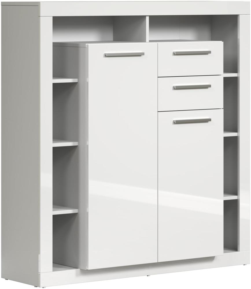 trendteam smart living - Highboard Schrank - Wohnen - Rock - Aufbaumaß (BxHxT) 121 x 128 x 40 cm - Farbe Weiß Hochglanz - 182686201 Bild 1