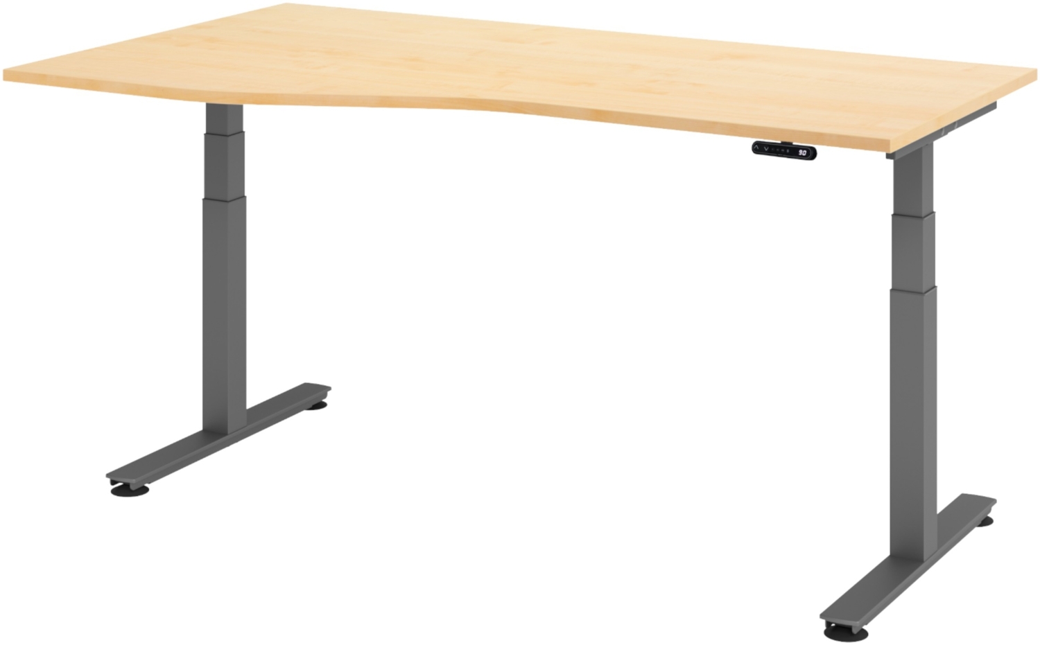 bümö elektrisch höhenverstellbarer Schreibtisch 180x100 cm in Ahorn, Gestell graphit - Schreibtisch höhenverstellbar elektrisch mit Memory-Steuerung, elektrischer Schreibtisch, Gaming Tisch, XDSM-18-3-G Bild 1