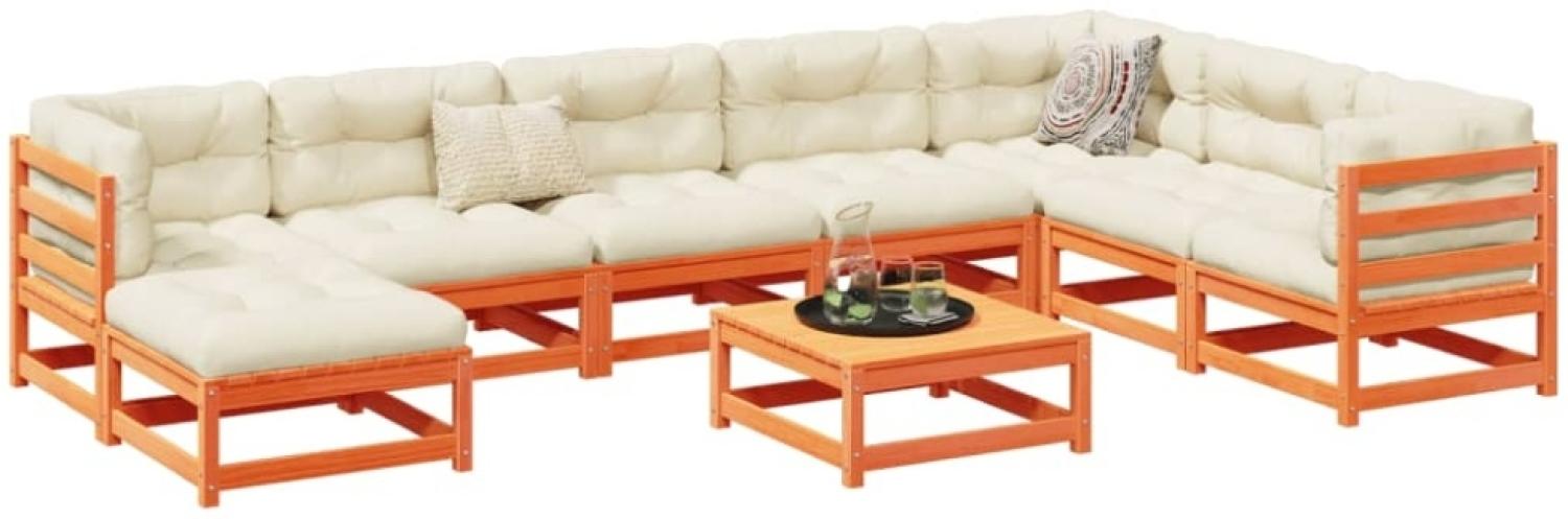 vidaXL 9-tlg. Garten-Sofagarnitur Wachsbraun Massivholz Kiefer 3299582 Bild 1