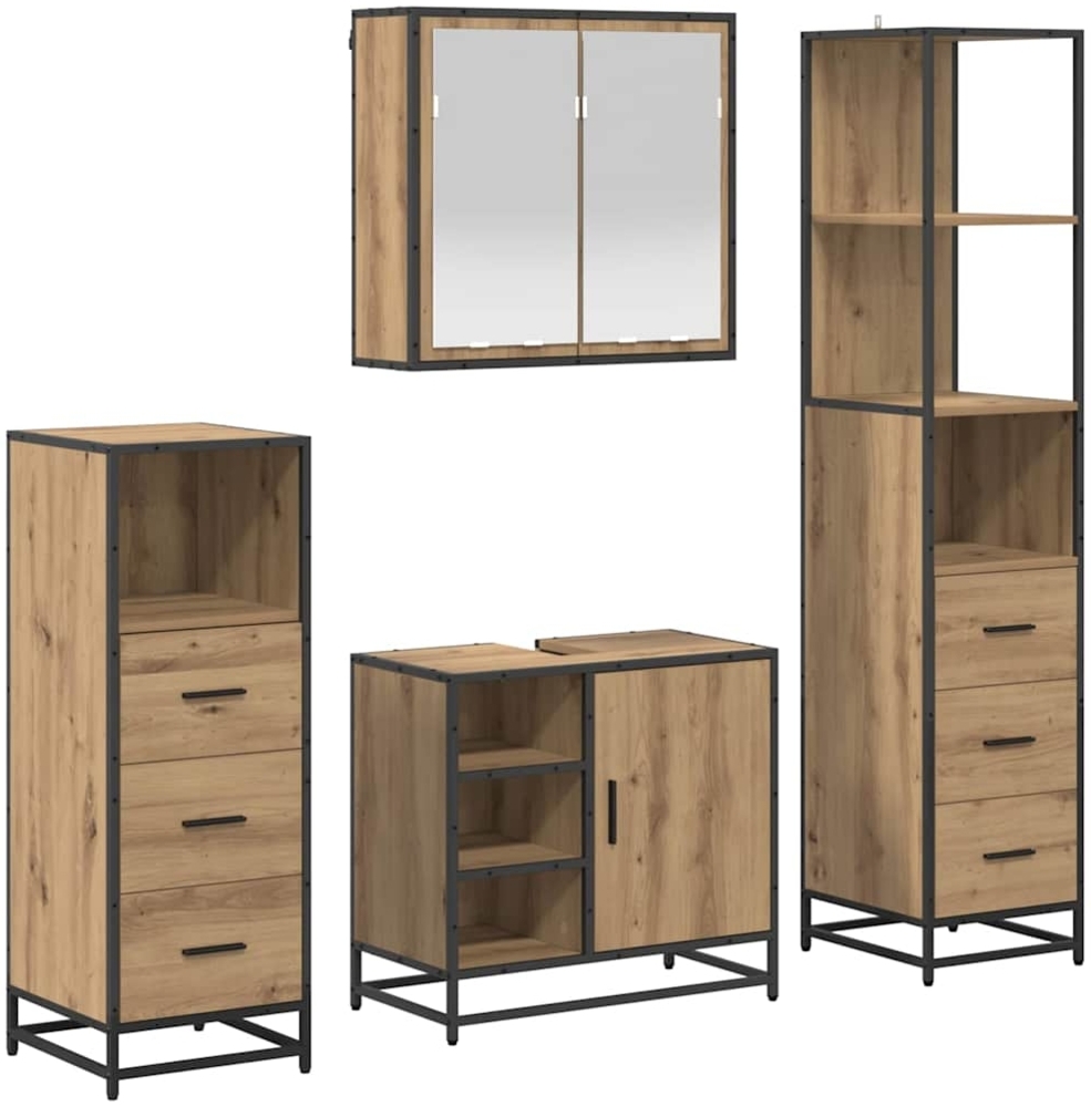 vidaXL Badezimmermöbel-Set mit Regal 4 pcs Artisan-Eiche Holzwerkstoff 3402412 Bild 1