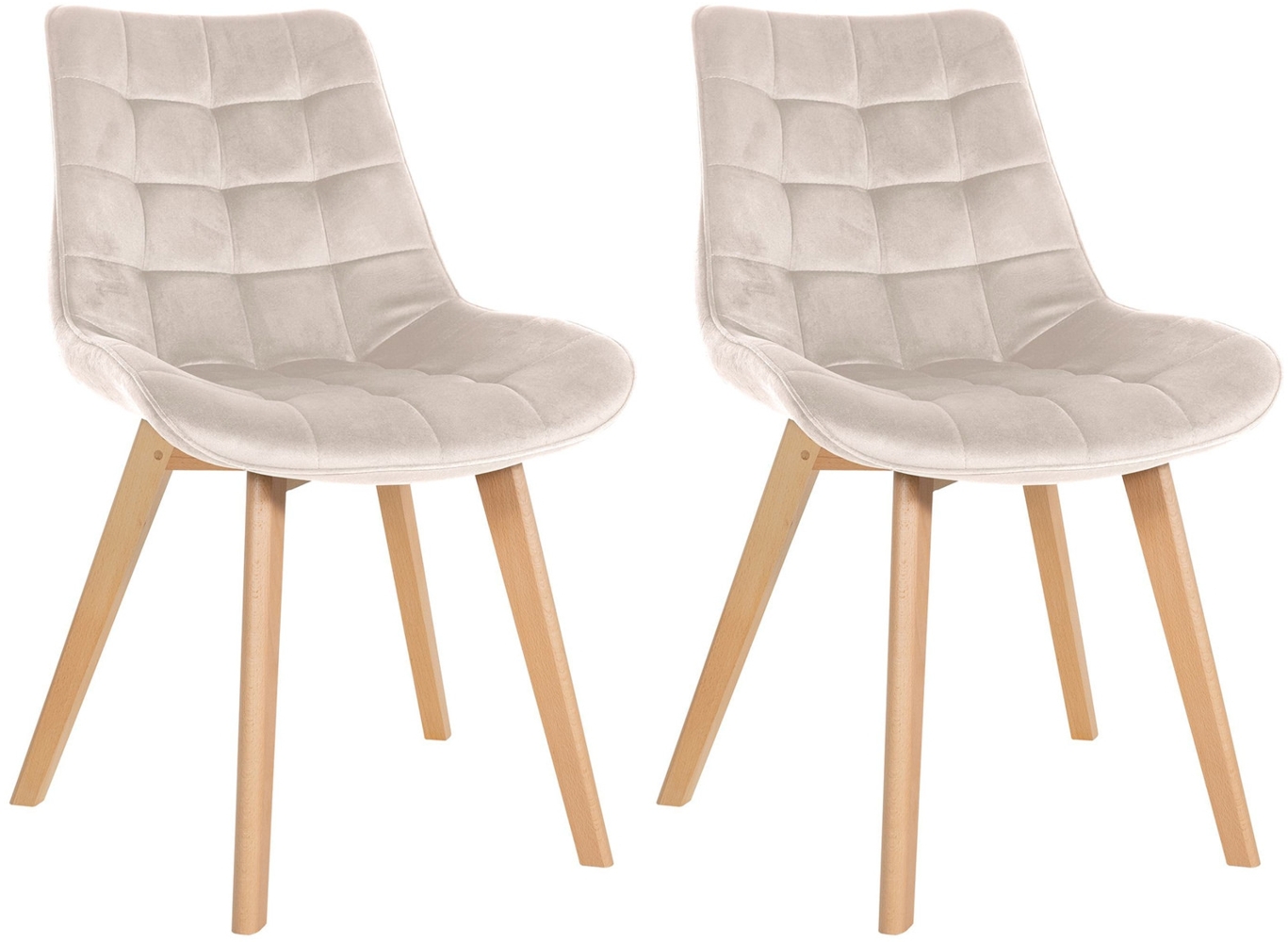 CLP 2er Set Esszimmerstühle Brook mit Samtbezug,creme Bild 1