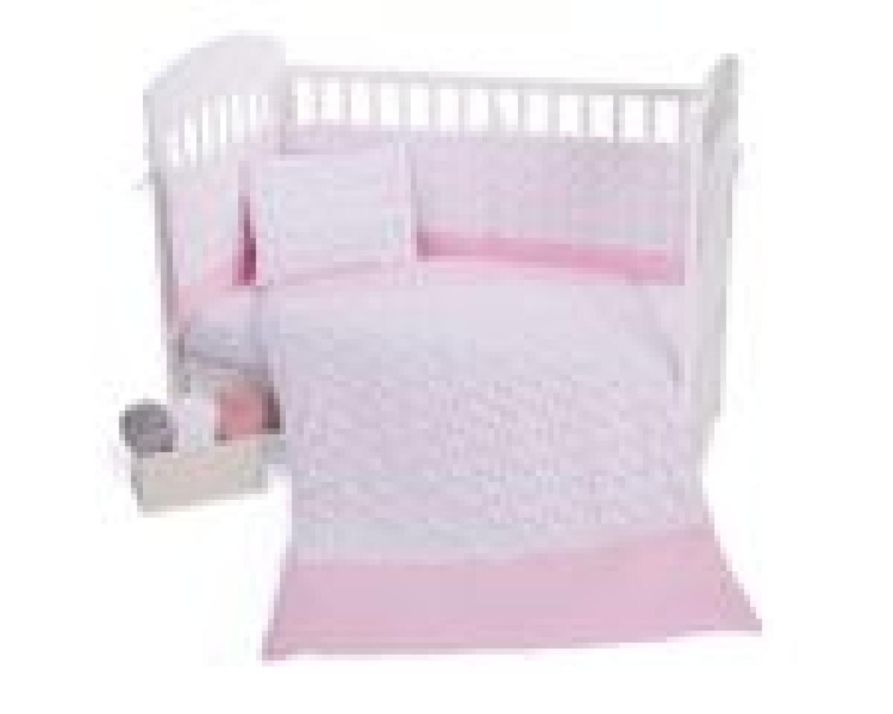 Kikkaboo Babybettwäsche 5-tlg Decke 135x95cm Kissen Nestchen für Bett 120x60cm rosa Bild 1