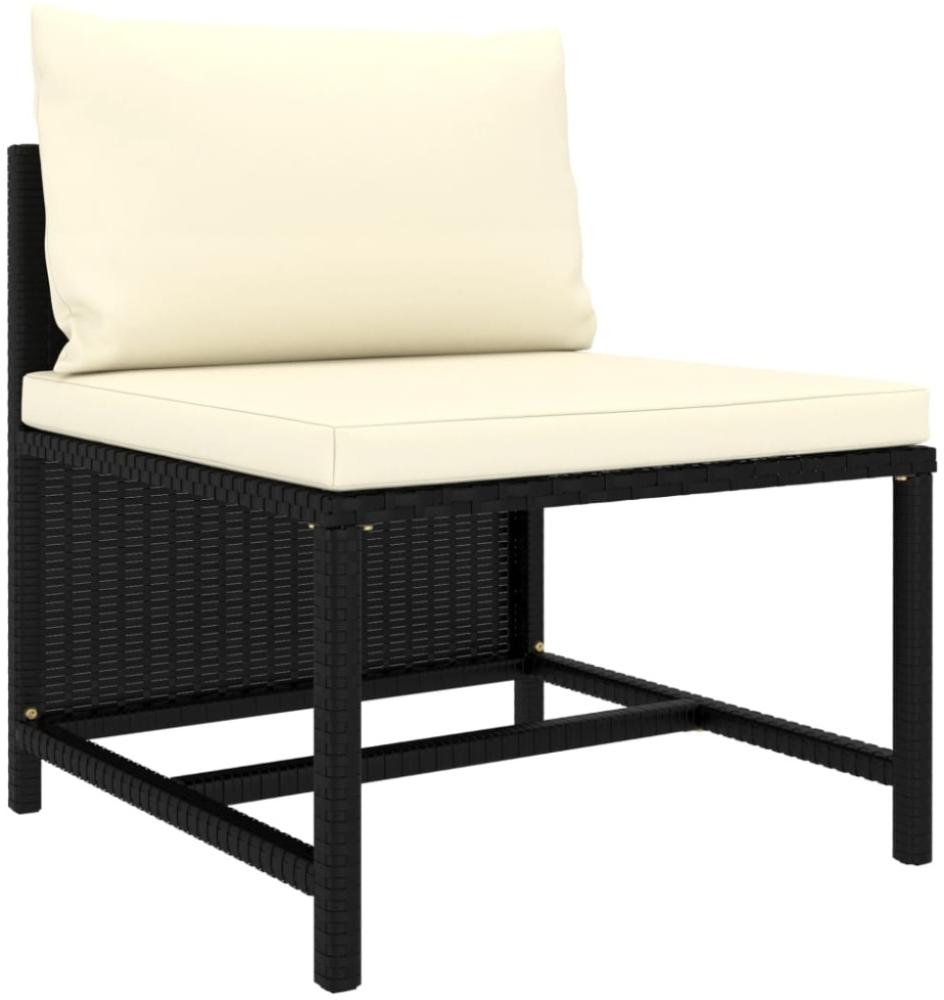 vidaXL Modular-Mittelsofa mit Kissen Schwarz Poly Rattan 313508 Bild 1