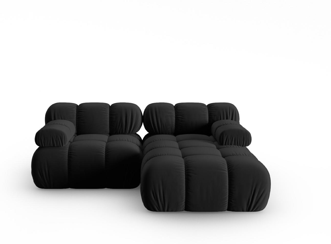 Micadoni Modulares Ecksofa Bellis 3-Sitzer Rechts Samtstoff Schwarz Bild 1