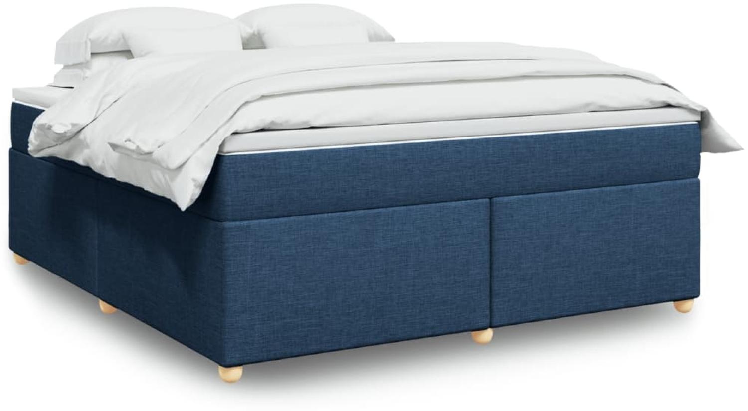 vidaXL Boxspringbett mit Matratze Blau 180x200 cm Stoff 3285400 Bild 1