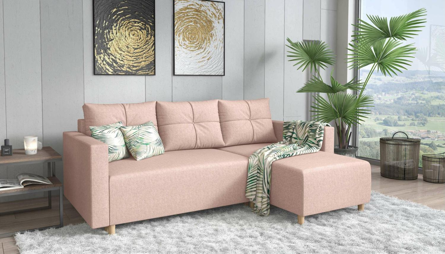 Stylefy Livenza Ecksofa Strukturstoff Rosa Rechts Bild 1