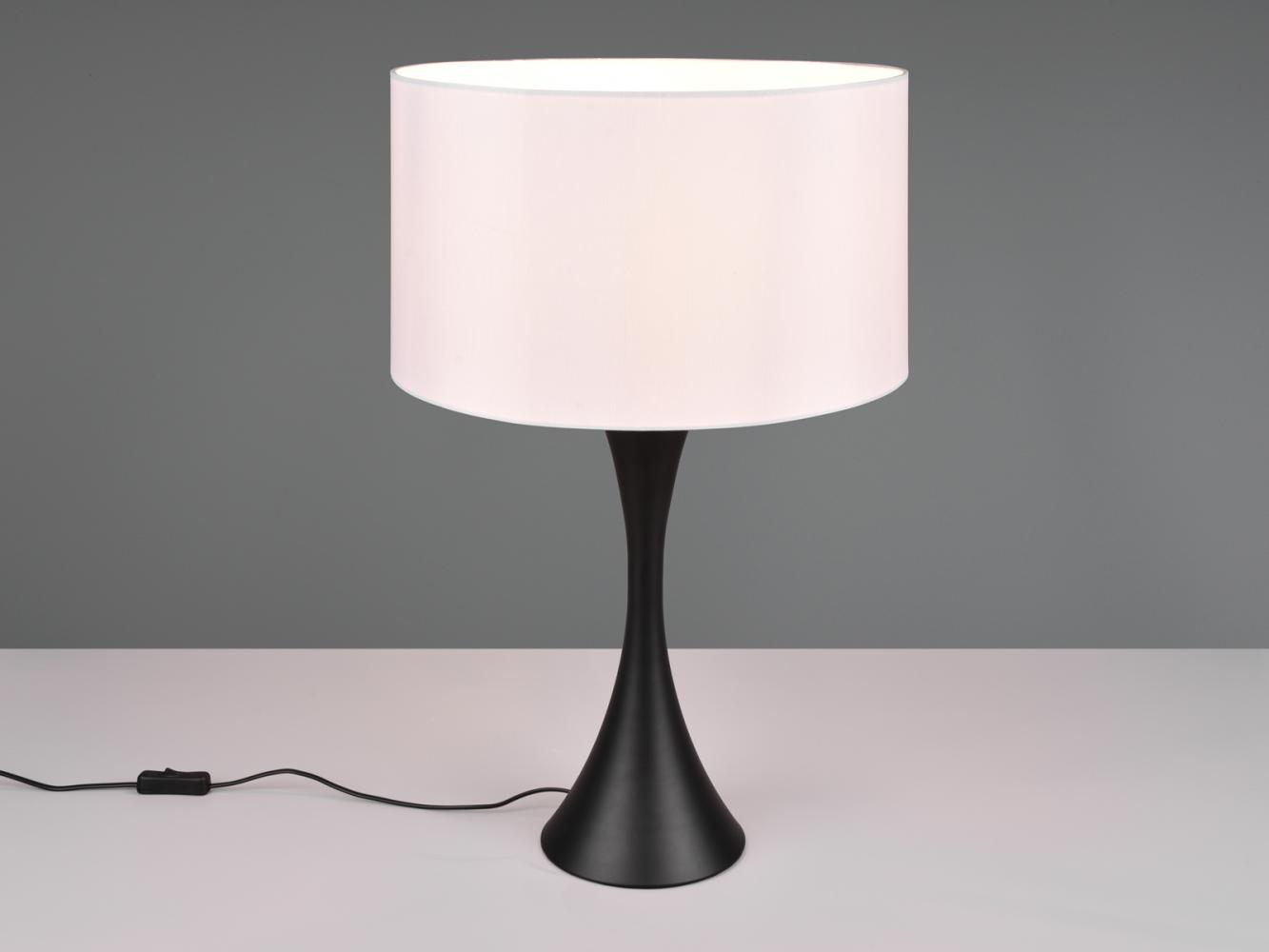 Große Tischlampe SABIA Schwarz matt mit Stoffschirm Weiß - Höhe 62cm Bild 1