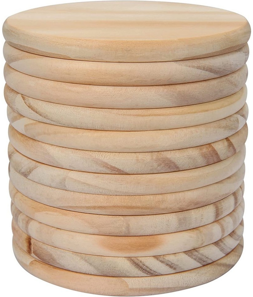 GarveeMore Küchenorganizer-Set 10pcs Unfinished Holz Untersetzer Diy Runde Blank Holz Untersetzer Bild 1