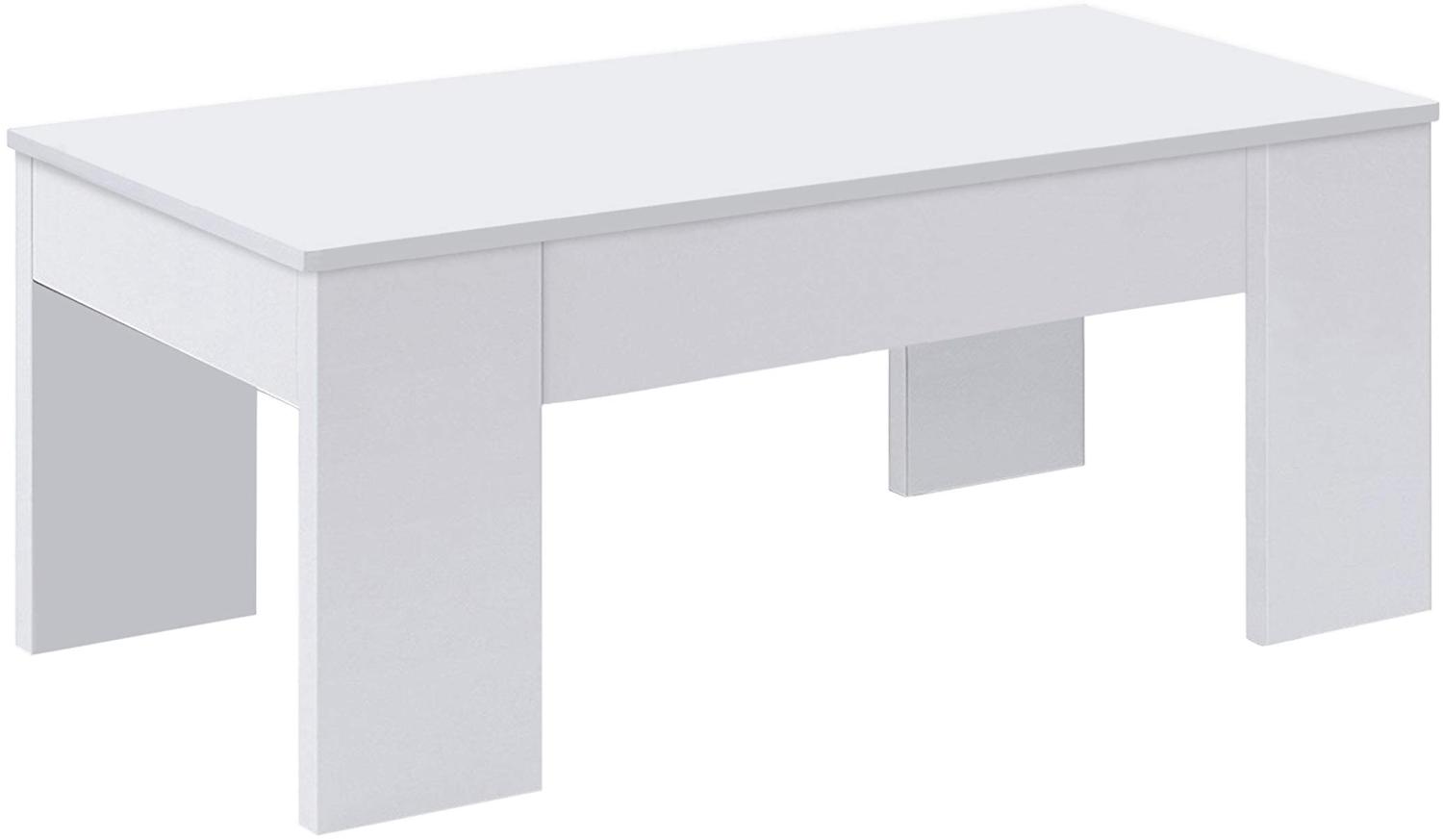 Habitdesign Raising Couchtisch, Wohn- oder Esstisch, LC-Modell, Ausführung in Artik White Farbe, Maße: 100 cm (Breite) x 50 cm (Tiefe) x 45-56 cm (Höhe) Bild 1