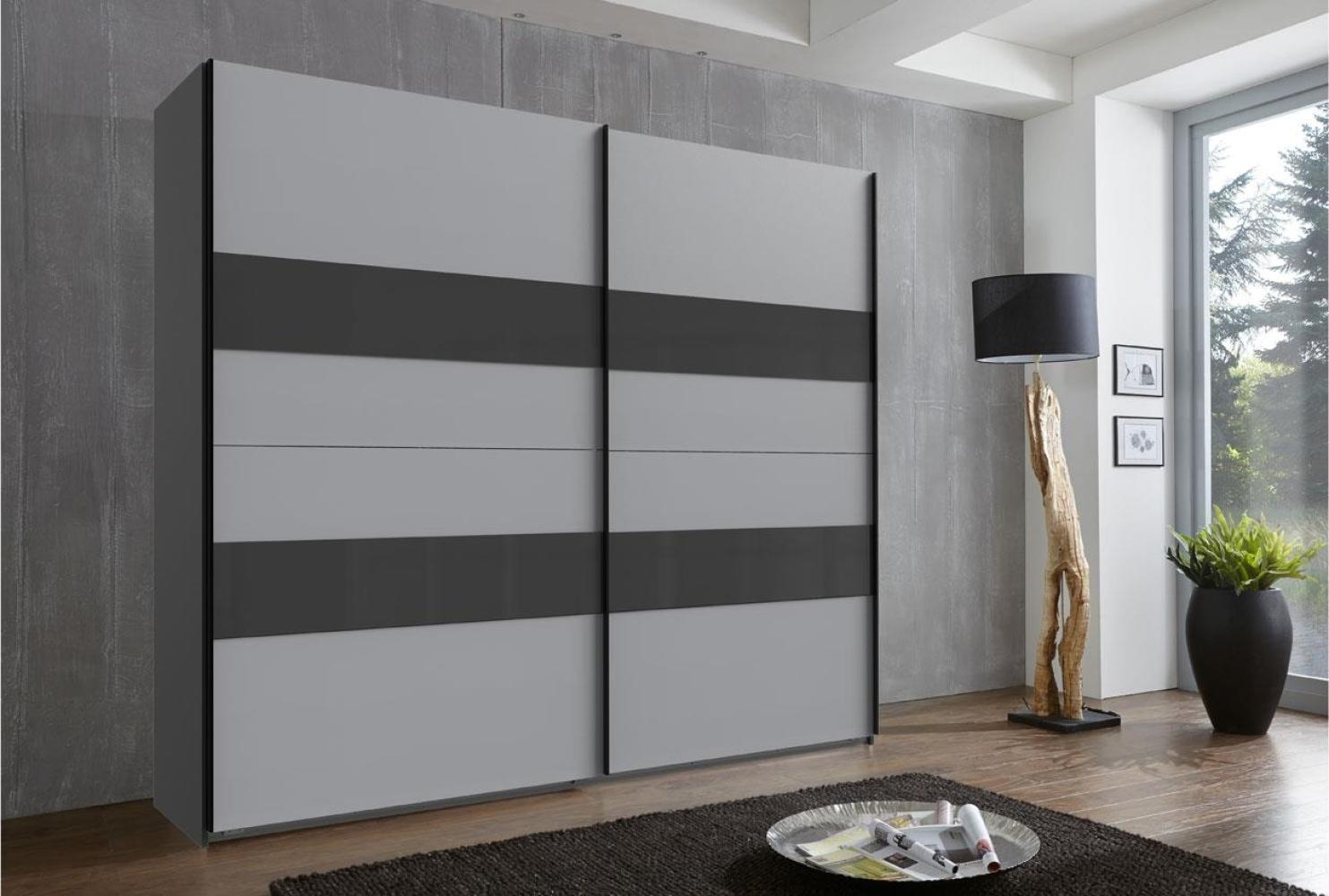 Schwebetürenschrank ALTONA 2-trg. light grey Glas 225 cm Bild 1