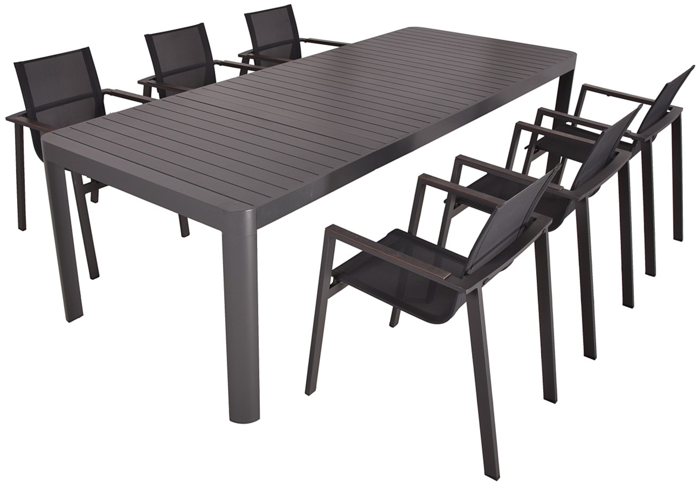 Garden Pleasure 7tlg. Garten Tischgruppe Sitzgruppe Stapelstuhl Stuhl Kunststoff Bild 1