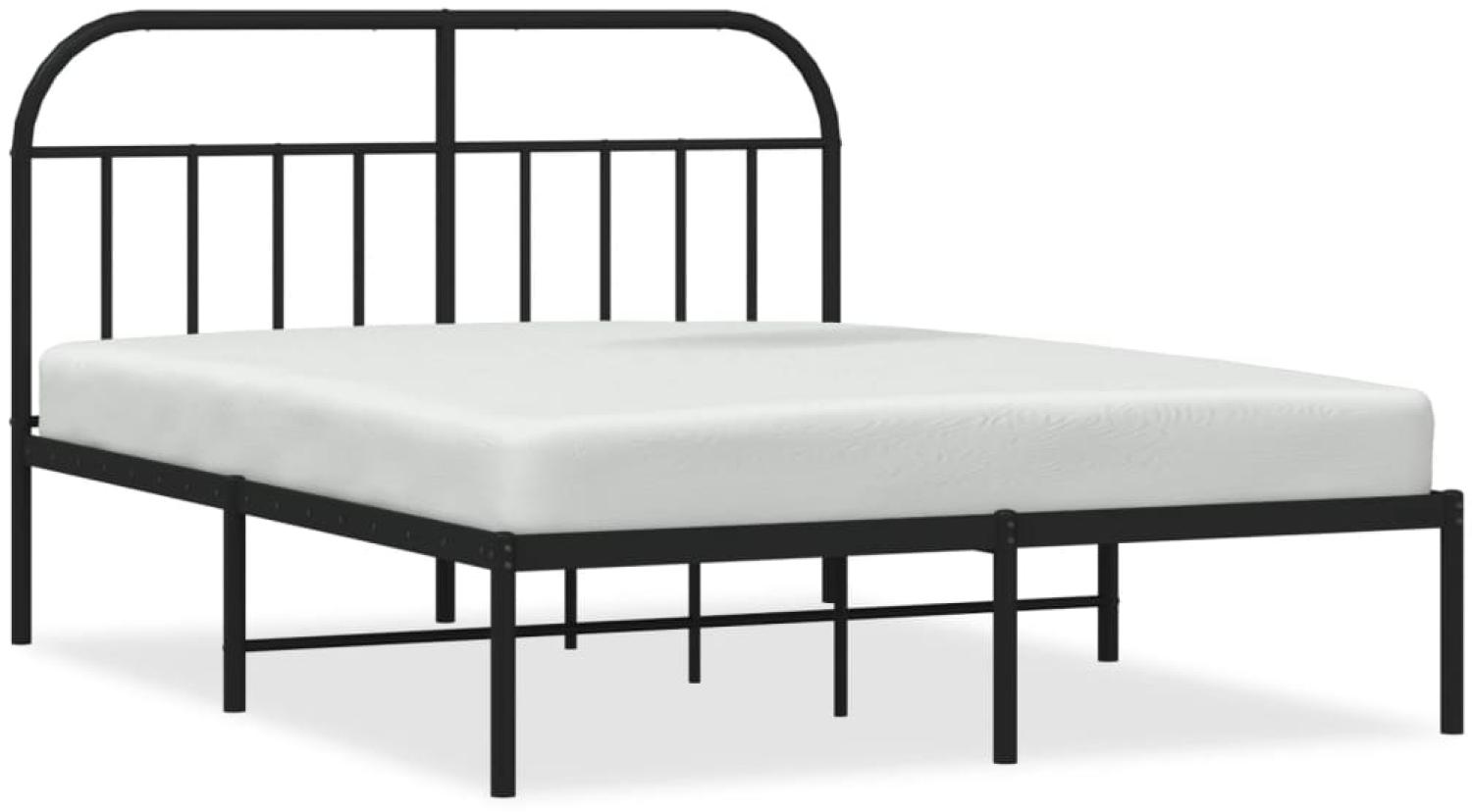 vidaXL Bettgestell mit Kopfteil Metall Schwarz 140x190 cm 353635 Bild 1