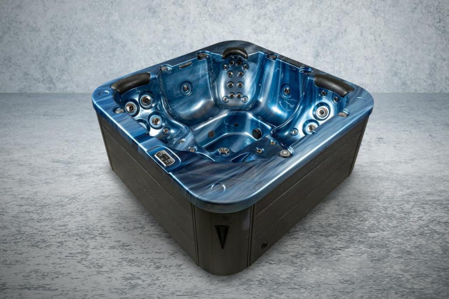 PureHaven Outdoor-Whirlpool 215x215 cm für 5 Personen mit 53 Massagedüsen Heizung Farblicht und Thermoabdeckung UV-Wasseraufbereitung 2 Liegeflächen Bild 1