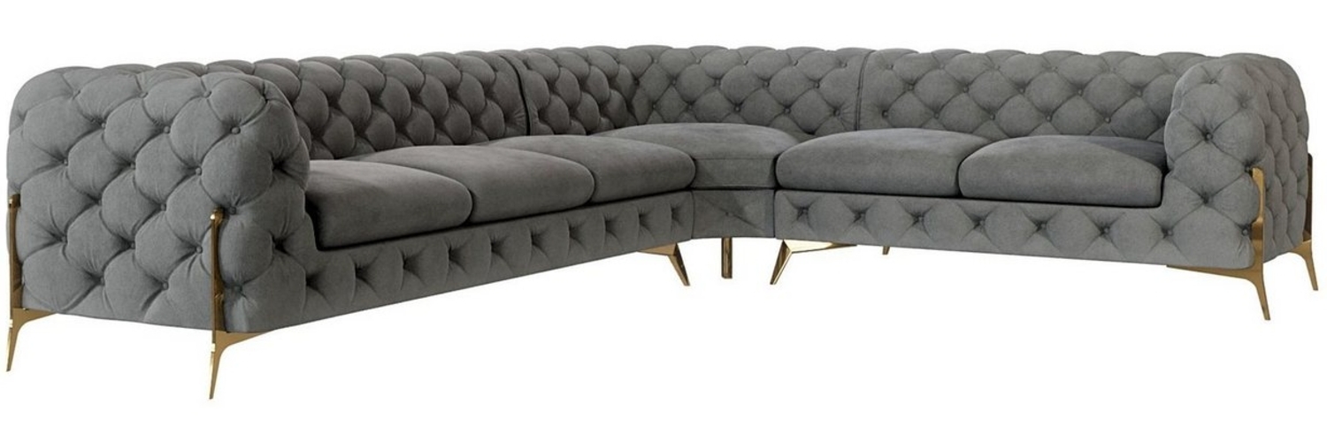 S-Style Möbel Ecksofa Chesterfield Ashley mit Goldene Metall Füßen, Die Eckeinheit kann entweder rechts- oder linkshändig sein, mit Wellenfederung Bild 1
