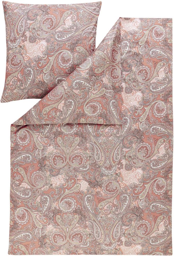 Estella Mako-Satin Bettwäsche 155x220 Elarda Paisley orange lachs 7437-390 Bild 1