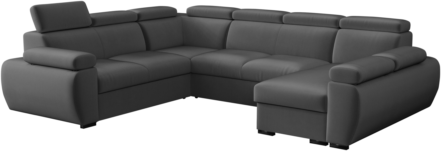 Wohnlandschaft 'Boston U', mit Bettkasten, Schlaffunktion, Einstellbare Kopfstützen (Kronos 22, Seite: Rechts, 2r+R+2p+LC) Bild 1