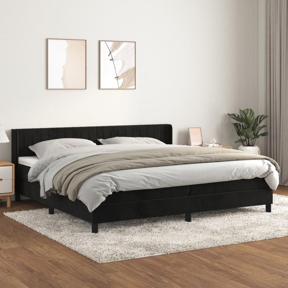 vidaXL Boxspringbett mit Matratze Schwarz 200x200 cm Samt 3131101 Bild 1