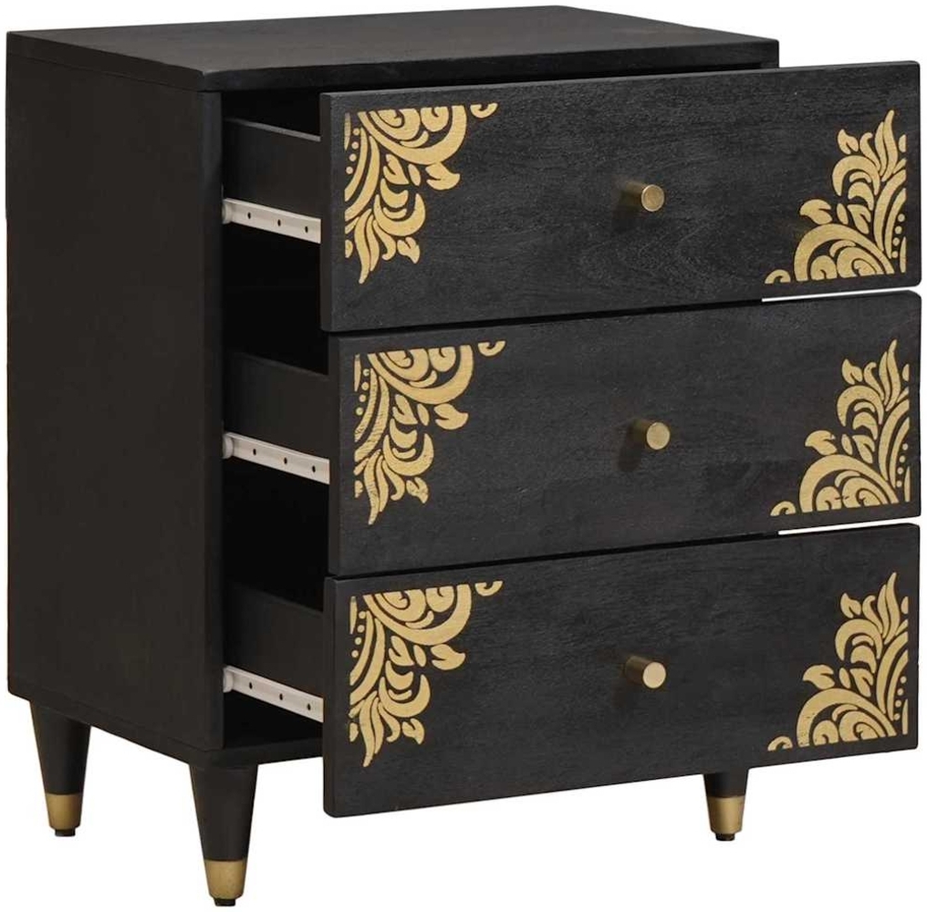 vidaXL Nachttisch Schwarz 50 x 33 x 62 cm Massivholz Mango 4018817 Bild 1