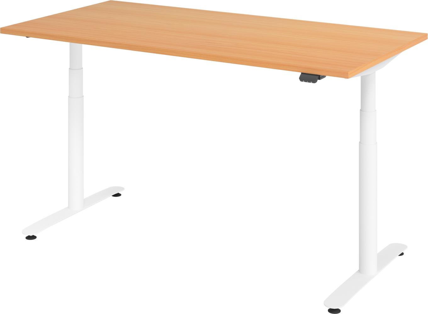 bümö® smarter Schreibtisch Serie-XDLR elektrisch höhenverstellbar mit App-Steuerung 160 x 80 cm in Buche / Weiß Bild 1